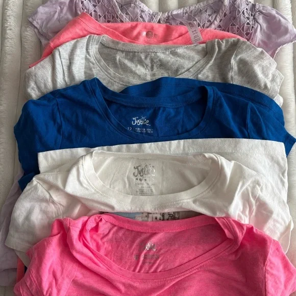 Lot of SIX 6 girls size 12 short sleeve t-shirts Y2K Justice graphic tees - Picture 8 of 8
